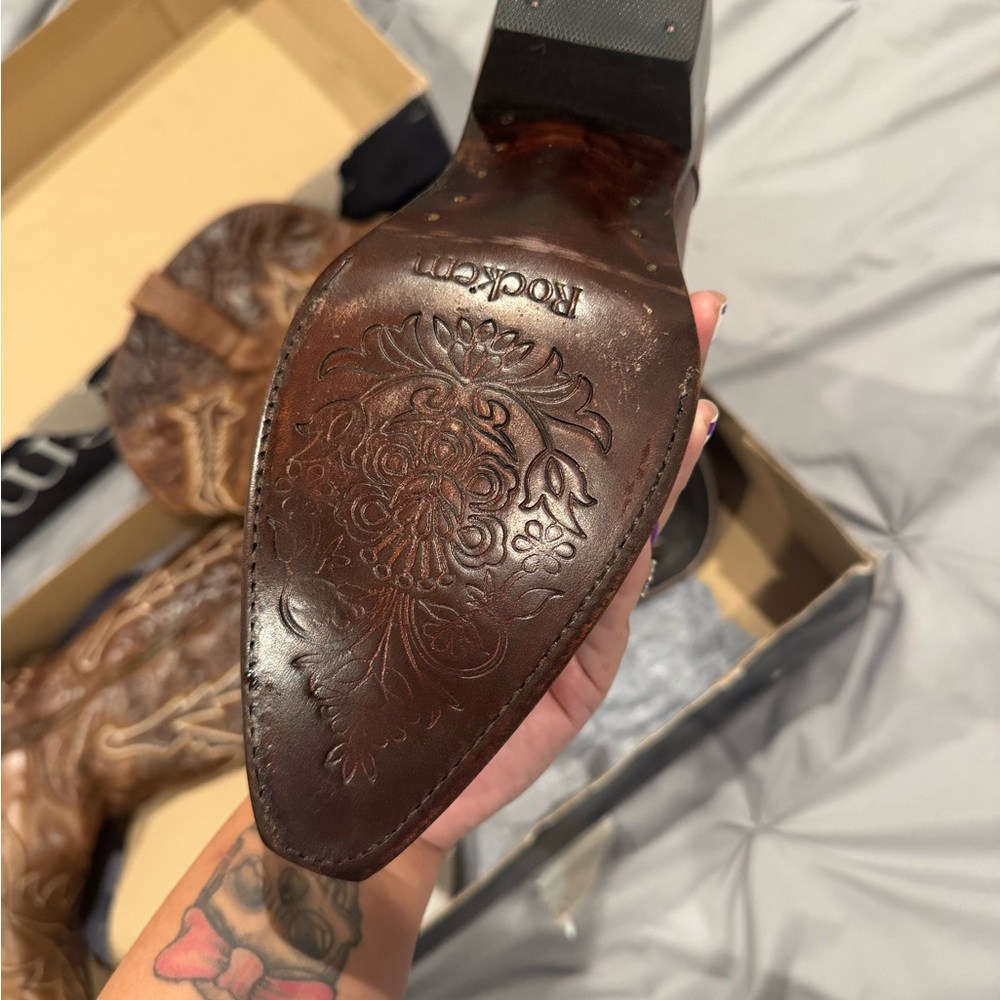 Rock’em Cowboy Boots with tags Brown Over the Knee wide Calf